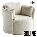 High-quality 3D model of Lulu L swivel chair in textured boucle fabric for contemporary living room or lobby visualization
