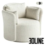 High-quality 3D model of Lulu L swivel chair in textured boucle fabric for contemporary living room or lobby visualization