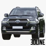 High-resolution 3D model of Toyota Land Cruiser 200 Executive Lounge 2021 SUV in dark metallic finish for architectural visualization