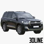 High-resolution 3D model of Toyota Land Cruiser 200 Executive Lounge 2021 SUV in dark metallic finish for architectural visualization