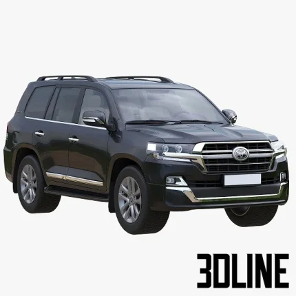 High-resolution 3D model of Toyota Land Cruiser 200 Executive Lounge 2021 SUV in dark metallic finish for architectural visualization