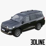 High-resolution 3D model of Toyota Land Cruiser 200 Executive Lounge 2021 SUV in dark metallic finish for architectural visualization