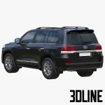 High-resolution 3D model of Toyota Land Cruiser 200 Executive Lounge 2021 SUV in dark metallic finish for architectural visualization