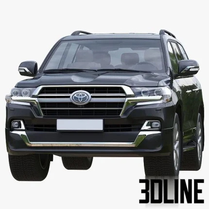 High-resolution 3D model of Toyota Land Cruiser 200 Executive Lounge 2021 SUV in dark metallic finish for architectural visualization