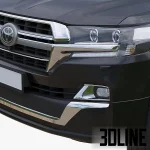 High-resolution 3D model of Toyota Land Cruiser 200 Executive Lounge 2021 SUV in dark metallic finish for architectural visualization