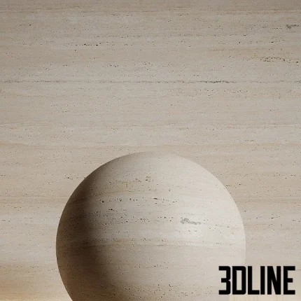 High-resolution 3D material of Travertine stone slab with horizontal veins and seamless texture for luxury wall and floor rendering