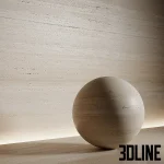 High-resolution 3D material of Travertine stone slab with horizontal veins and seamless texture for luxury wall and floor rendering