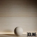 High-resolution 3D material of Travertine stone slab with horizontal veins and seamless texture for luxury wall and floor rendering