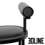 High-quality 3D model set of Una dining chairs with cylindrical leather backrest and thick wooden legs in black and natural wood