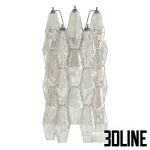 High-resolution 3D model set of Venini stacked crystal wall lamps with geometric faceted glass modules