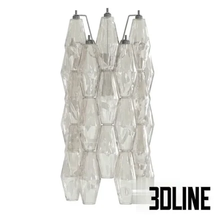 High-resolution 3D model set of Venini stacked crystal wall lamps with geometric faceted glass modules