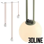 High-resolution 3D model set of Vibia Plusminus spheres pendant lamps with modular straps and opal glass globes