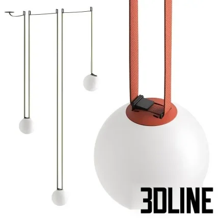 High-resolution 3D model set of Vibia Plusminus spheres pendant lamps with modular straps and opal glass globes