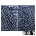 High-resolution 3D model of a draped fabric wall panel set in velvet texture for luxury bedroom interior decoration