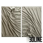 High-resolution 3D model of a draped fabric wall panel set in velvet texture for luxury bedroom interior decoration