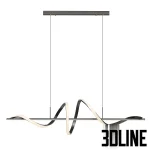 High-resolution 3D model of Womo linear pendant lamp with continuous spiral light bar in black and gold finishes