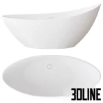 High-quality 3D model of the Abber AB9233 oval freestanding bathtub, featuring a sculptural, boat-shaped white acrylic body for a modern bathroom design.