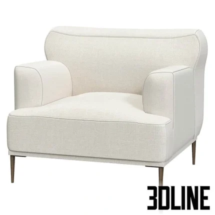 High-resolution 3D model of the Abisko Quartz White Lounge Chair, featuring soft, rounded upholstery, a deep seat, and thin tapered metal legs.
