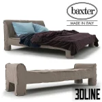 High-quality 3D model set of Baxter Summer upholstered bed and matching bench with loose fabric cover and cushions