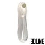 Detailed 3D model of the BOCCI 87 s sp wall light, featuring a long, abstract, fluid form of clear blown glass that loops, with a single mounting disc.