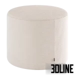 3D model set of Zyl poufs by Bolia, featuring cylindrical ottomans in various sizes with distinct textures, including smooth beige fabric and ribbed corduroy finishes.