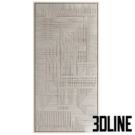Detailed 3D model of the CORDCRAFT Sity 44 wall panel, featuring an intricate geometric pattern created by tightly woven cord or thread in a neutral light beige color.