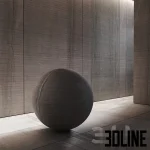 High-resolution 3D material of dark gray porcelain tile with a pronounced horizontal linear texture for wall and floor applications.