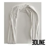 Set of four 3D modeled abstract wall art pieces featuring white, glossy sculptural reliefs resembling draped or crumpled fabric on various panel shapes (circular, rectangular, arched).