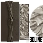 Set of four 3D modeled abstract wall art pieces featuring white, glossy sculptural reliefs resembling draped or crumpled fabric on various panel shapes (circular, rectangular, arched).