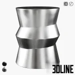 3D model of The Sofa and Chair Company Deliciae coffee table, featuring a sculptural, hourglass shape with a highly polished silver/chrome metallic finish.