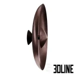 3D model of the Dusk Wall Lamp by 101 Copenhagen, featuring two circular oxidized metal discs layered to create an eclipse effect with a burned black art finish.