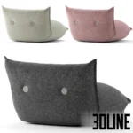 3D model of the Fatboy The BonBaron lounge chair, featuring a marshmallow-like soft design with signature back buttons, shown in grey and pink fabric finishes.