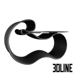 3D model of the Gestalt Coffee Table, featuring a dynamic, continuous black ribbon base that loops organically to support a thin glass top, creating a futuristic silhouette.
