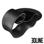 3D model of the Gestalt Coffee Table, featuring a dynamic, continuous black ribbon base that loops organically to support a thin glass top, creating a futuristic silhouette.