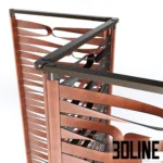3D model of the Giorgetti Borealis screen, a luxury 3-panel room divider featuring a metal frame with interwoven leather straps creating a geometric loop pattern.