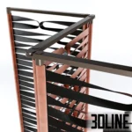 3D model of the Giorgetti Borealis screen, a luxury 3-panel room divider featuring a metal frame with interwoven leather straps creating a geometric loop pattern.