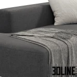 High-resolution 3D model of Globe Soft modular sofa by Cosmorelax, featuring deep seating, low profile, and boxy cushions in dark and light grey fabric