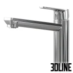 3D model set of Grohe BauEdge chrome faucets, featuring a high-arc swivel spout mixer and standard single-lever basin mixers with a polished finish.