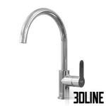3D model set of Grohe BauEdge chrome faucets, featuring a high-arc swivel spout mixer and standard single-lever basin mixers with a polished finish.