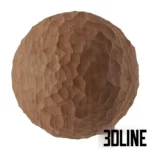 High-quality 3D material visualization of a hand-carved wood surface showing intricate, rhythmic chisel marks and natural light wood grain details.