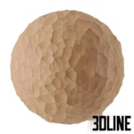 High-quality 3D material visualization of a hand-carved wood surface showing intricate, rhythmic chisel marks and natural light wood grain details.