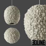 3D model of the Helen Loom Cloud pendant light, a spherical lamp covered in dense, organic felted wool pebbles/spheres.