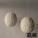 3D model of the Helen Loom Cloud pendant light, a spherical lamp covered in dense, organic felted wool pebbles/spheres.