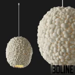 3D model of the Helen Loom Cloud pendant light, a spherical lamp covered in dense, organic felted wool pebbles/spheres.