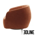 Detailed 3D model of the Holly Hunt Sumo armchair, an oversized round chair upholstered in a textured terracotta or burnt orange fabric, featuring a hidden swivel base.