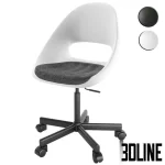 High-resolution 3D model of IKEA MULSKAR ELDBERGET modern office chair with black plastic shell and swivel base