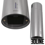 3D model set of Jangeor Ge Equiliber Eco cylindrical range hoods in five color variations (black, silver, white, copper, gold), featuring a sleek tubular design and integrated lighting.
