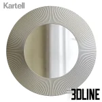 High-quality 3D model of a Kartell-style round mirror with a divided sunburst/pleated metallic frame in dual tones.