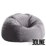 Detailed 3D model set of the Kingston corduroy beanbag chair, a soft, fluffy large pouf in neutral colors (beige, pink, gray, purple), perfect for casual seating.