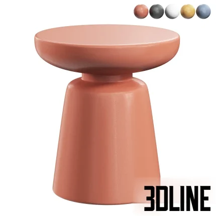 3D model set of the Lily coffee table (or stool) from Divan.ru, featuring a modern hourglass or mushroom shape in various colors including terracotta, black, white, yellow, and blue.